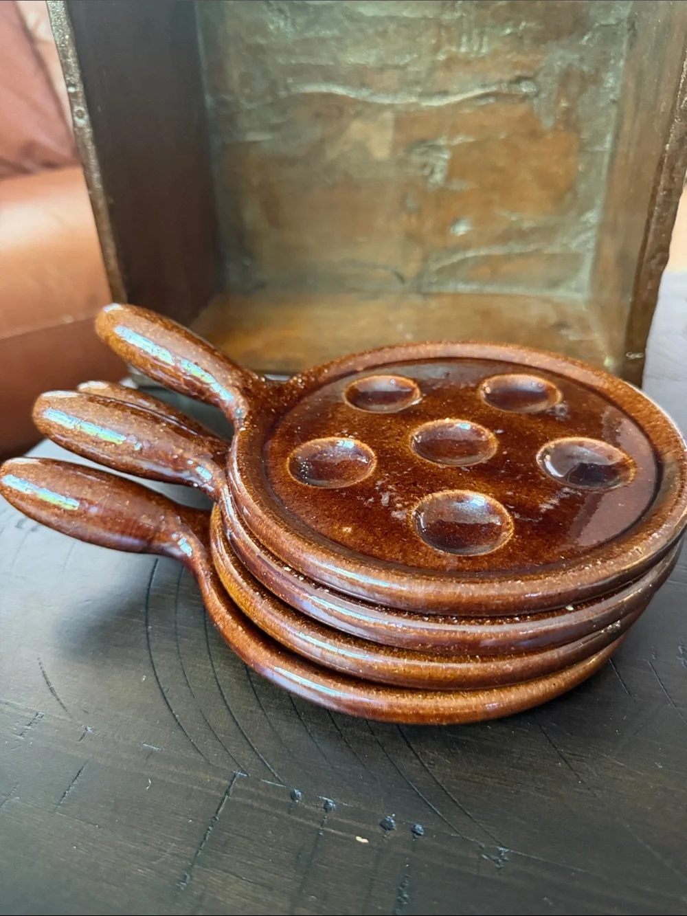 Ceramic Vintage Escargot dishes set of 4
